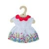 White Floral Dress With Red Collar - Medium